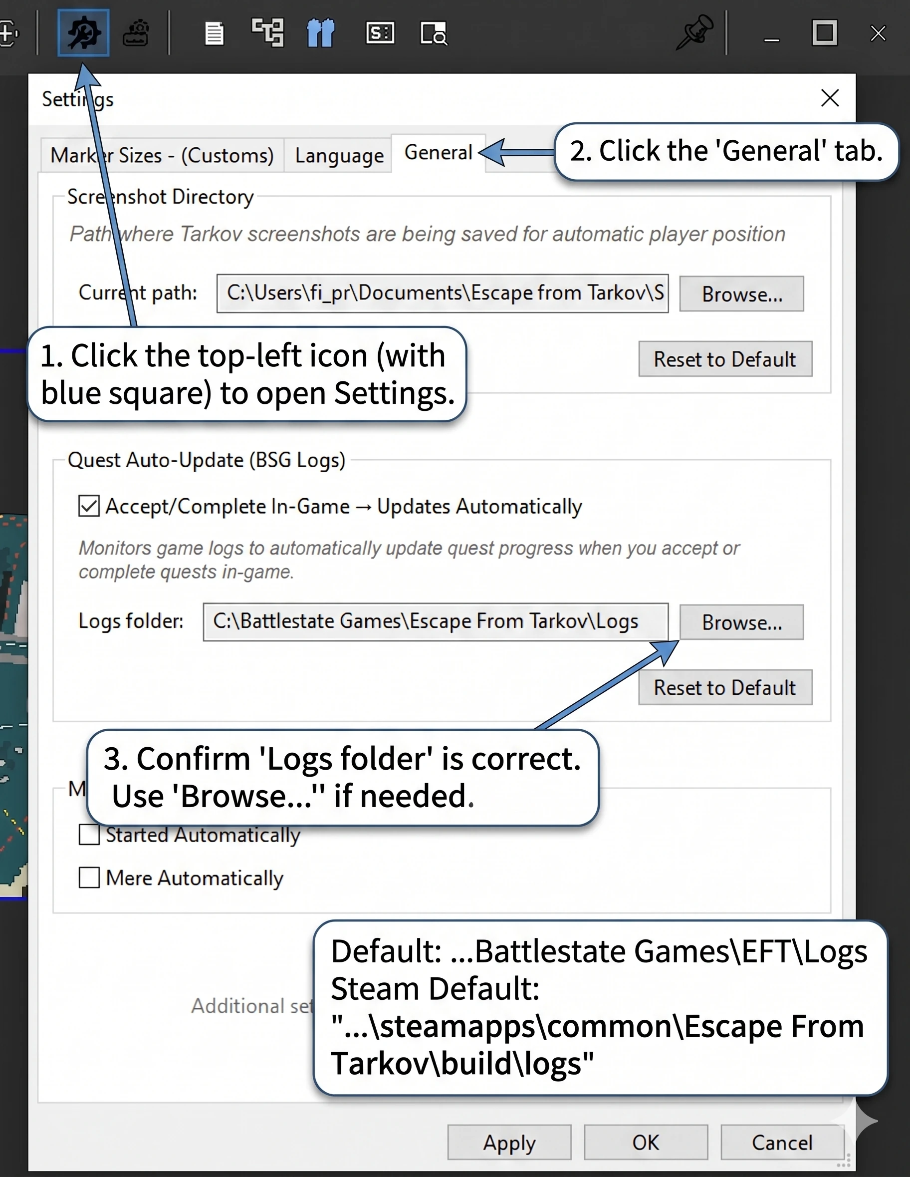 Confirm your logs directory