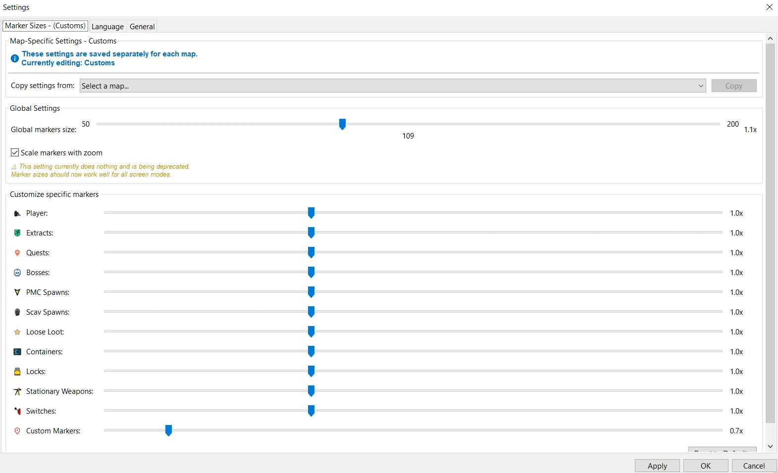 Per-map config